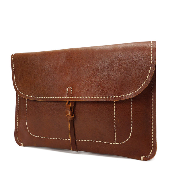 house of leather Leather Clutch Bag Small Pouch A5 Size H8063 Tan