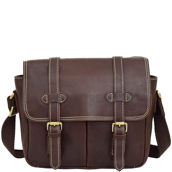 House Of Leather Leather Cross Body Multi Use Camera Organiser Shoulder Bag H8101 Brown