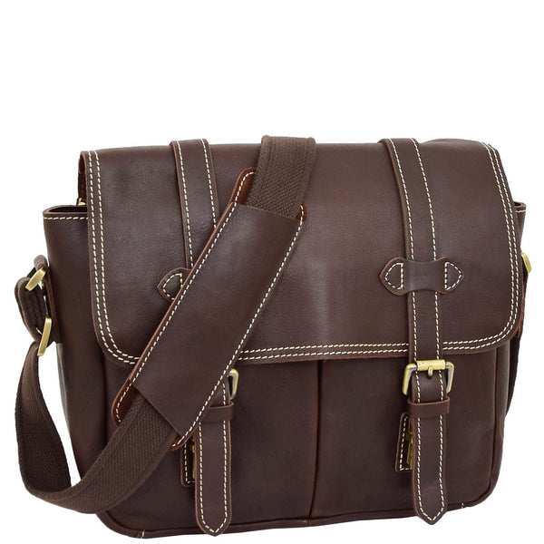 house of leather Leather Cross Body Multi Use Camera Organiser Shoulder Bag H8101 Brown