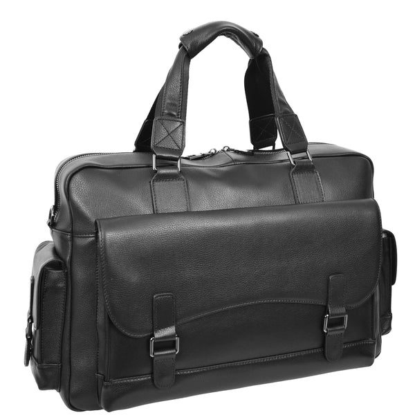 House Of Leather Leather Holdall Mid Size Weekend Bag Kensington Black