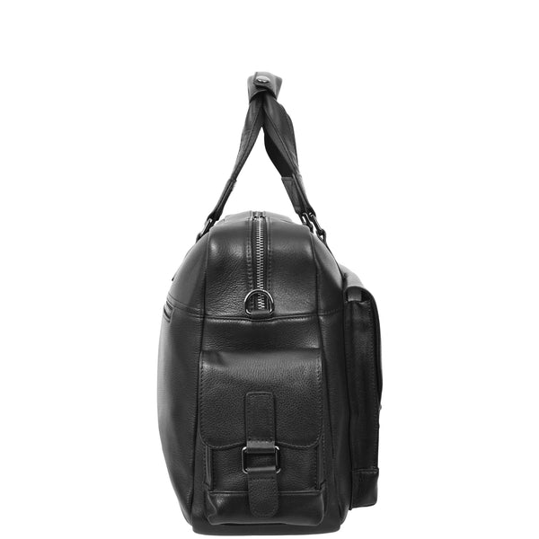 House Of Leather Leather Holdall Mid Size Weekend Bag Kensington Black