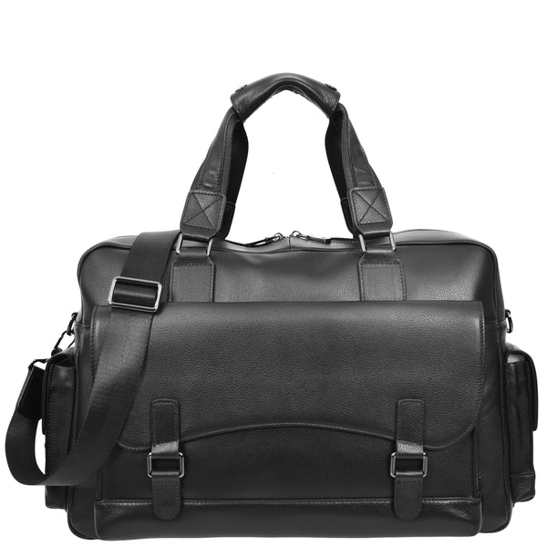 house of leather Leather Holdall Mid Size Weekend Bag Kensington Black