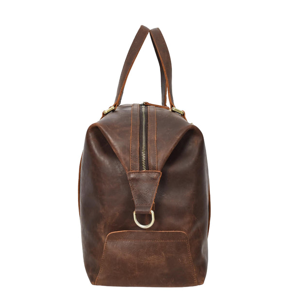 House Of Leather Leather Holdall Weekend Bag Aspen Rust Brown