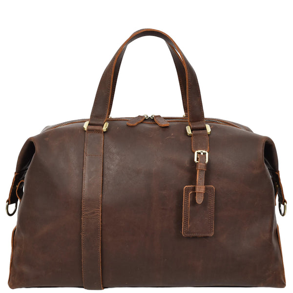 House Of Leather Leather Holdall Weekend Bag Aspen Rust Brown
