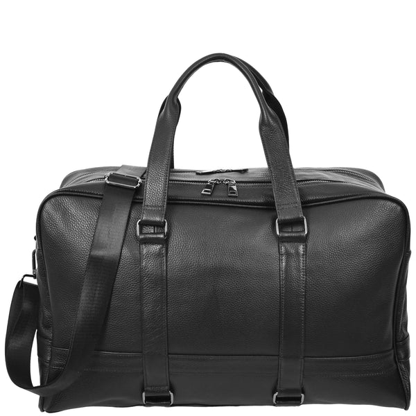 house of leather Leather Holdall Weekend Bag Preston Black