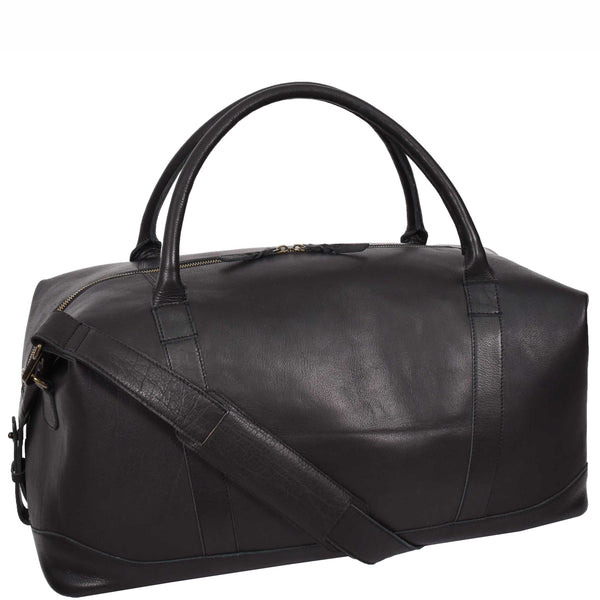 House Of Leather Leather Holdall Weekend Duffle Bag Travel Carry On Black Volos
