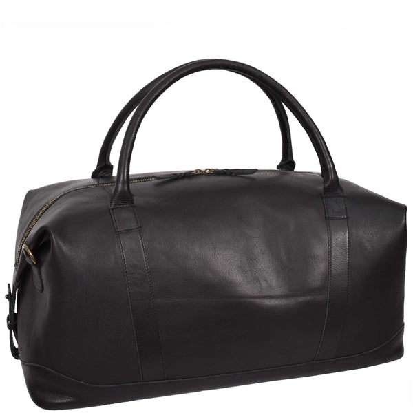 House Of Leather Leather Holdall Weekend Duffle Bag Travel Carry On Black Volos
