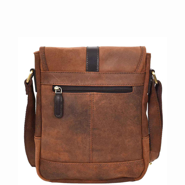 House Of Leather Leather Man Flight Bag Mens Cross Body Messenger Medium Odin Brown