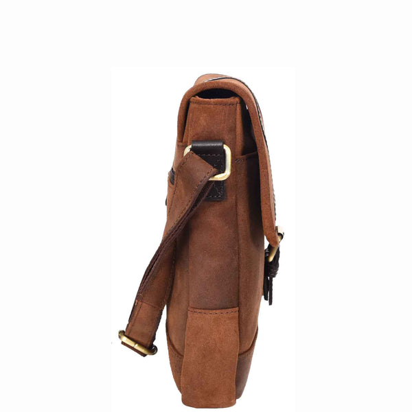 House Of Leather Leather Man Flight Bag Mens Cross Body Messenger Medium Odin Brown