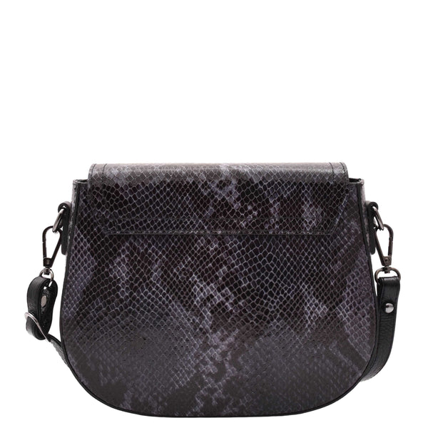 House Of Leather Leather Small Size Cross Body Bag For Women Snake Print Zora Navy