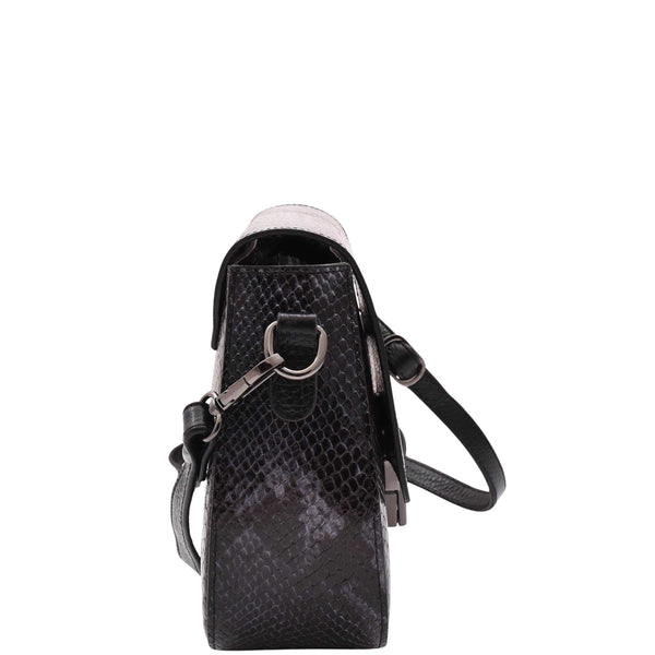 House Of Leather Leather Small Size Cross Body Bag For Women Snake Print Zora Navy