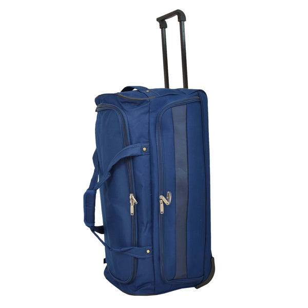 house of leather Lightweight Large Size Holdall with Wheels HL472 Blue