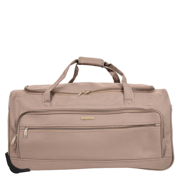 House Of Leather Lightweight Large Size Holdall With Wheels HL472 Beige