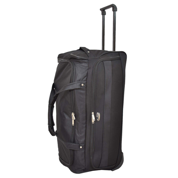 house of leather Lightweight Large Size Holdall with Wheels HL472 Black