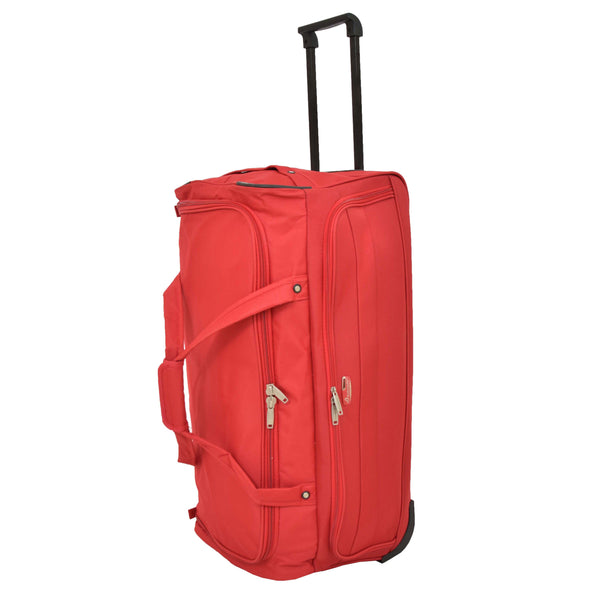 house of leather Lightweight Large Size Holdall with Wheels HL472 Red