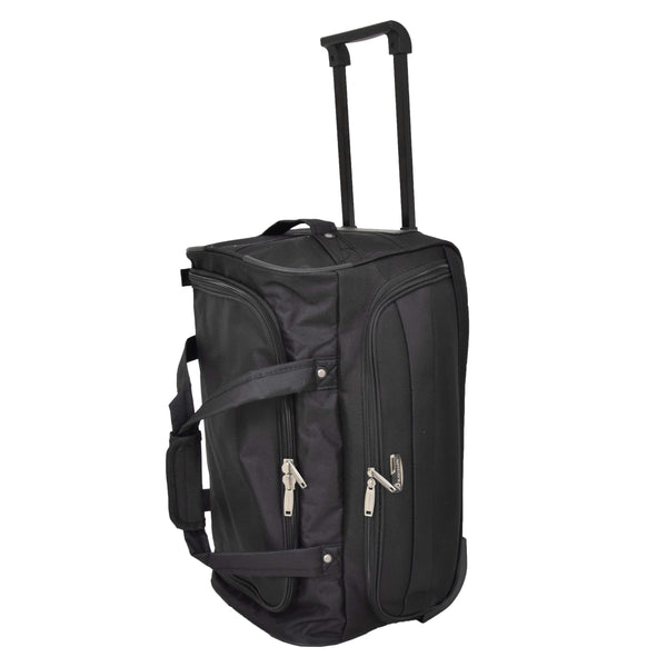 house of leather Lightweight Mid Size Holdall with Wheels HL452 Black