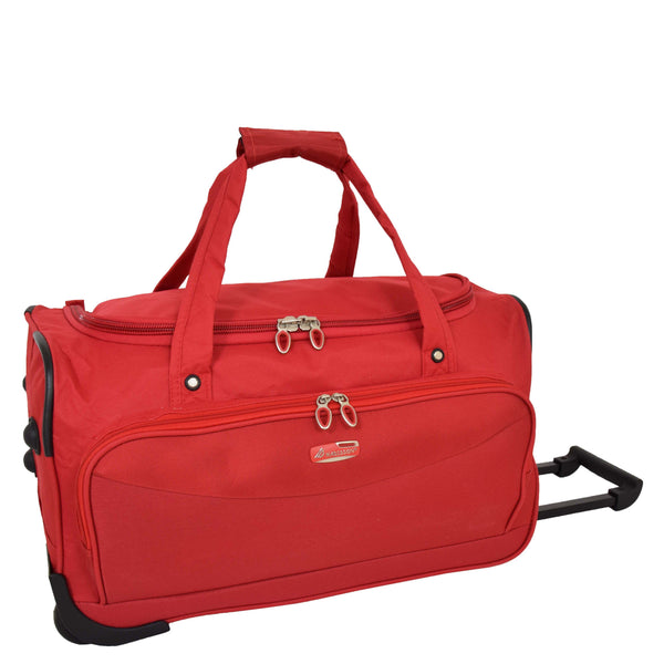 House Of Leather Lightweight Mid Size Holdall With Wheels HL452 Red