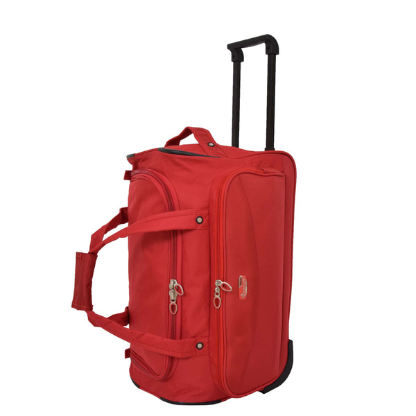 house of leather Lightweight Mid Size Holdall with Wheels HL452 Red