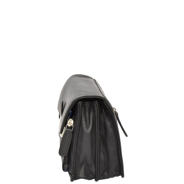 House Of Leather Lockable Leather Wrist Bag HOL584 Black