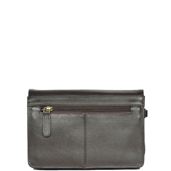 House Of Leather Lockable Leather Wrist Bag HOL584 Brown