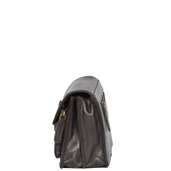 House Of Leather Lockable Leather Wrist Bag HOL584 Brown