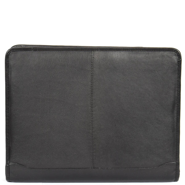 house of leather Luxury Leather Ring Binder Folio Case Braga Black