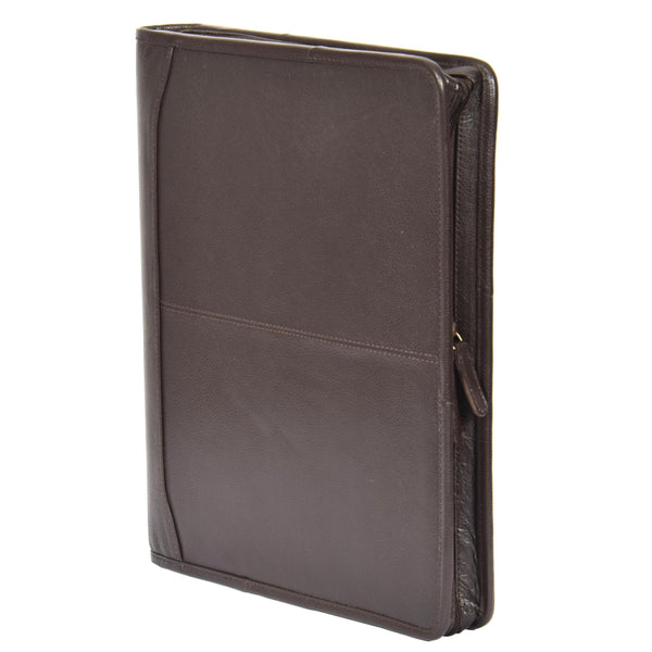 House Of Leather Luxury Leather Ring Binder Folio Case Braga Brown
