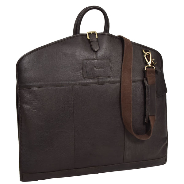 house of leather Luxury Leather Slimline Garment Carrier Keswich Brown