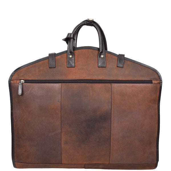 House Of Leather Luxury Leather Suit Carrier Slimline Garment Dress Bag Keswich Brown Vintage