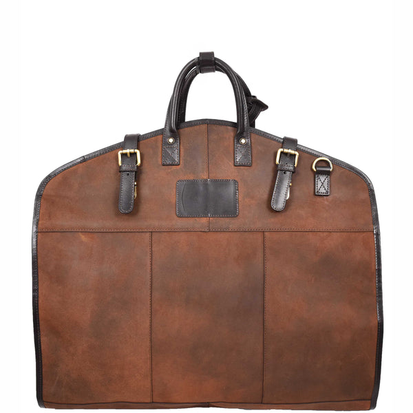 House Of Leather Luxury Leather Suit Carrier Slimline Garment Dress Bag Keswich Brown Vintage