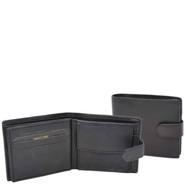 house of leather Mens Bifold Leather Notecase Wallet Pablo Black
