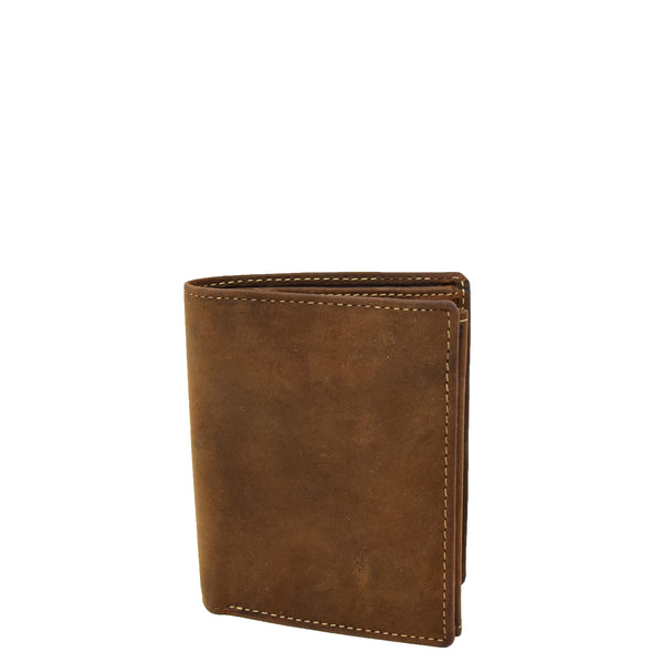 House Of Leather Mens Bifold Vintage Leather Wallet Vienna Tan