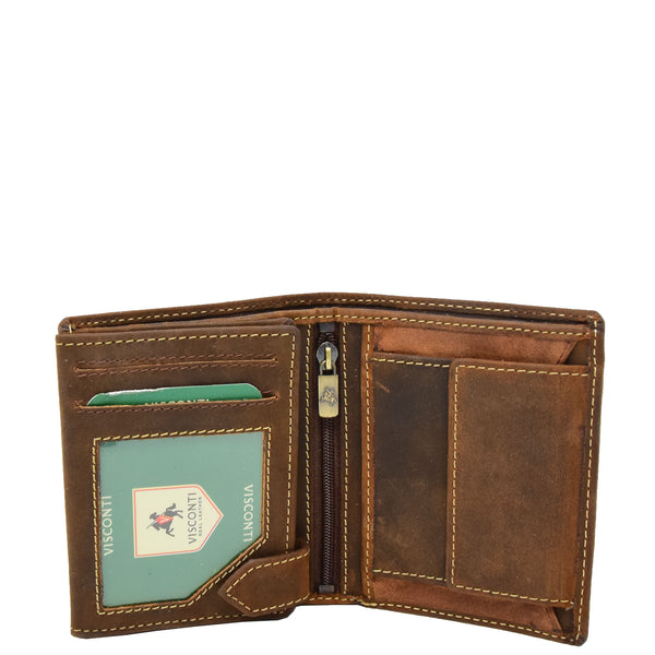 House Of Leather Mens Bifold Vintage Leather Wallet Vienna Tan