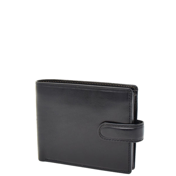 House Of Leather Mens Buckle Closure Leather Wallet Hamburg Black