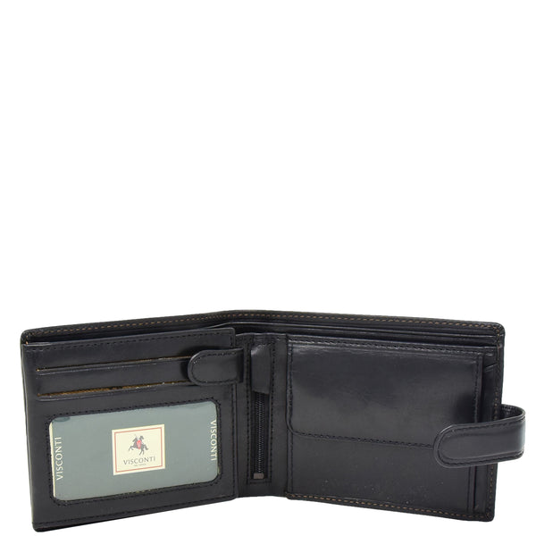 House Of Leather Mens Buckle Closure Leather Wallet Hamburg Black
