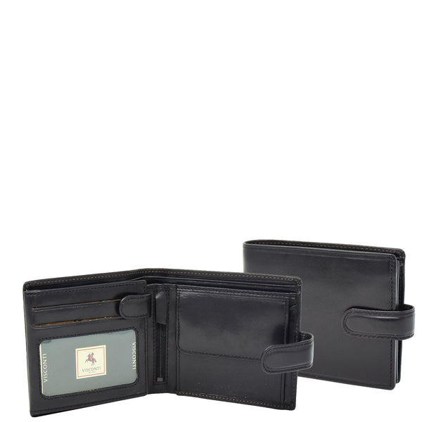 house of leather Mens Buckle Closure Leather Wallet Hamburg Black