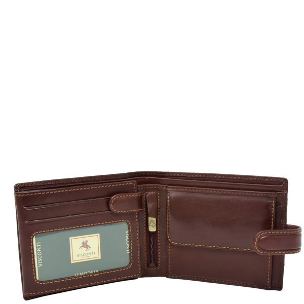 House Of Leather Mens Buckle Closure Leather Wallet Hamburg Brown