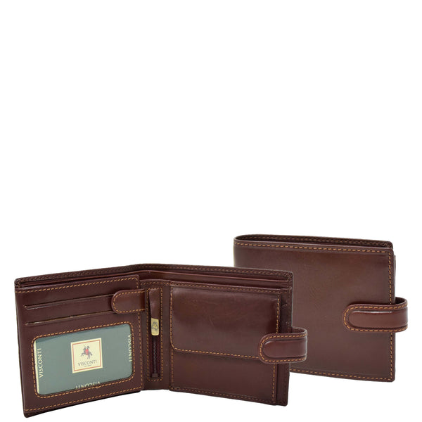 house of leather Mens Buckle Closure Leather Wallet Hamburg Brown
