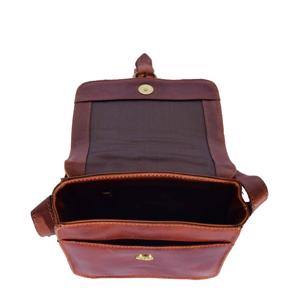 House Of Leather Mens Casual Real Leather Cross Body Organiser Bag Naples Tan