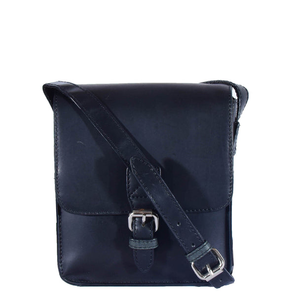 house of leather Mens Casual Real Leather Cross Body Organiser Bag Naples Black