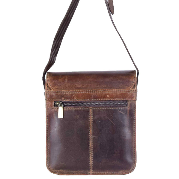 House Of Leather Mens Casual Real Leather Cross Body Organiser Bag Naples Brown