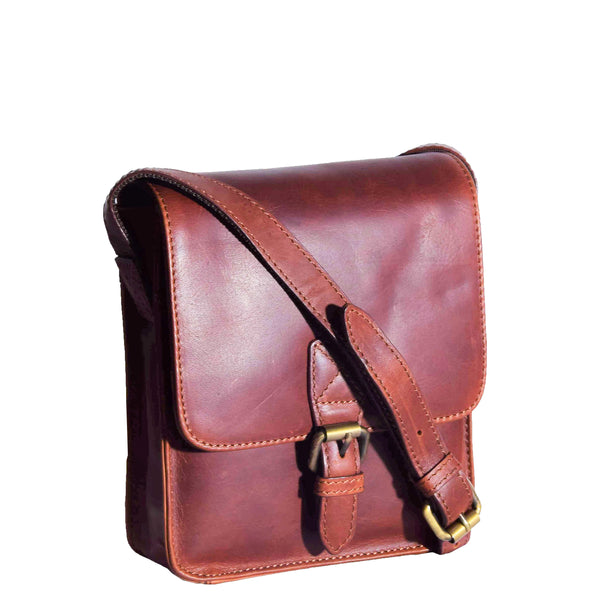 House Of Leather Mens Casual Real Leather Cross Body Organiser Bag Naples Tan