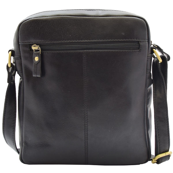 House Of Leather Mens Everyday Casual Leather Cross Body Travel Organiser Bag Vila Rica Black