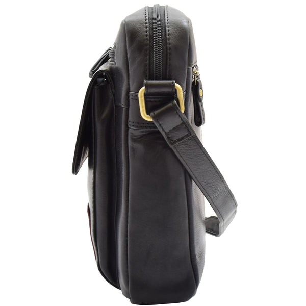 House Of Leather Mens Everyday Casual Leather Cross Body Travel Organiser Bag Vila Rica Black