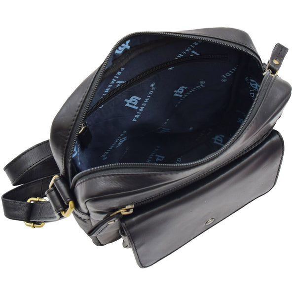 House Of Leather Mens Everyday Casual Leather Cross Body Travel Organiser Bag Vila Rica Black