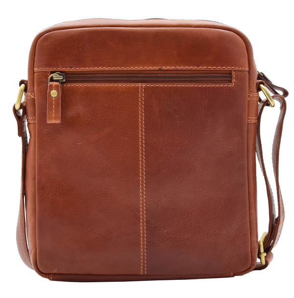 House Of Leather Mens Everyday Casual Leather Cross Body Travel Organiser Bag Vila Rica Chestnut