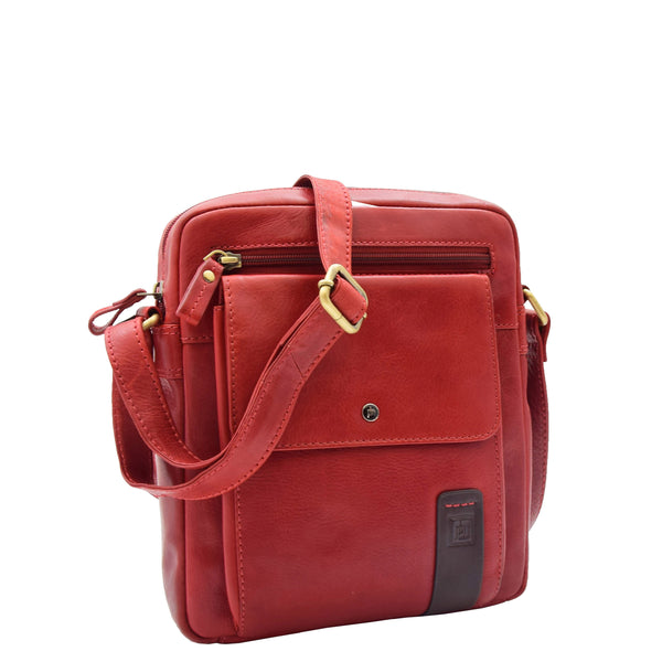 house of leather Mens Everyday Casual Leather Cross Body Travel Organiser Bag Vila Rica Bordeaux