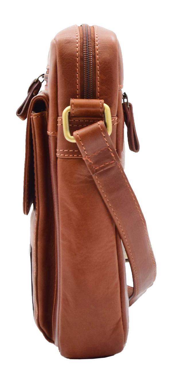 House Of Leather Mens Everyday Casual Leather Cross Body Travel Organiser Bag Vila Rica Chestnut