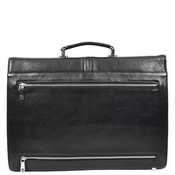 House Of Leather Mens Genuine Leather Briefcase Large Size Organiser Messenger Bag Erbil Black