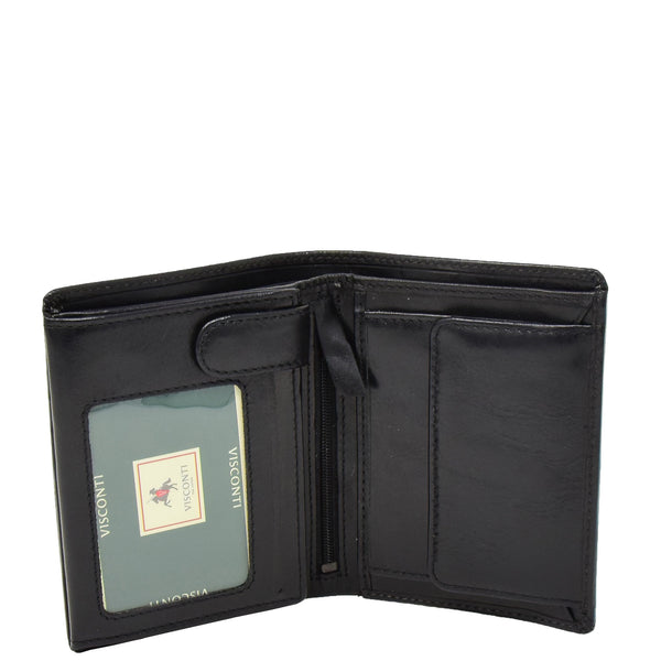 House Of Leather Mens Large Leather Bifold Wallet Toronto Black